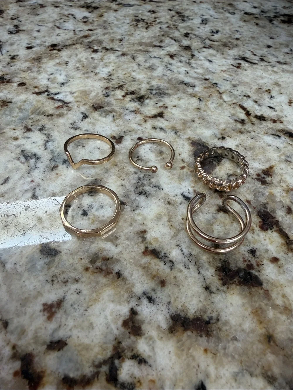 Gold Tone Women's Mixed Ring Set - Elegant Stacking Bands